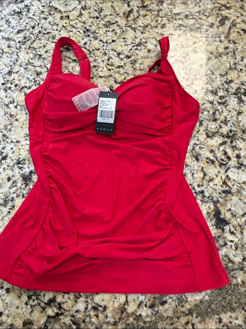 RELLECIGA Red One-Piece Tankini with Ruched Sides